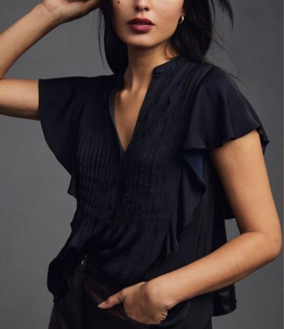 Anthropologie Tops - Anthropologie Ruffled Pintucked Blouse